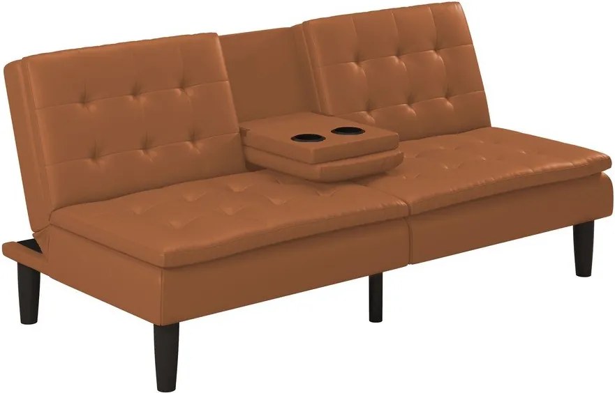 Canapea maro coniac extensibilă cu tapițerie din imitație de piele 191 cm Maine – Støraa