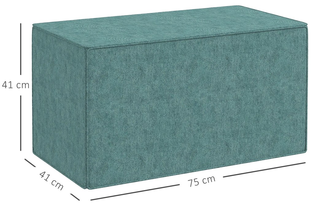 HOMCOM Taburet pentru Picioare 2 în 1 cu Husă Detașabilă, Taburet Puf din Material cu Aspect de In, 75x41x41 cm, Verde | Aosom Romania