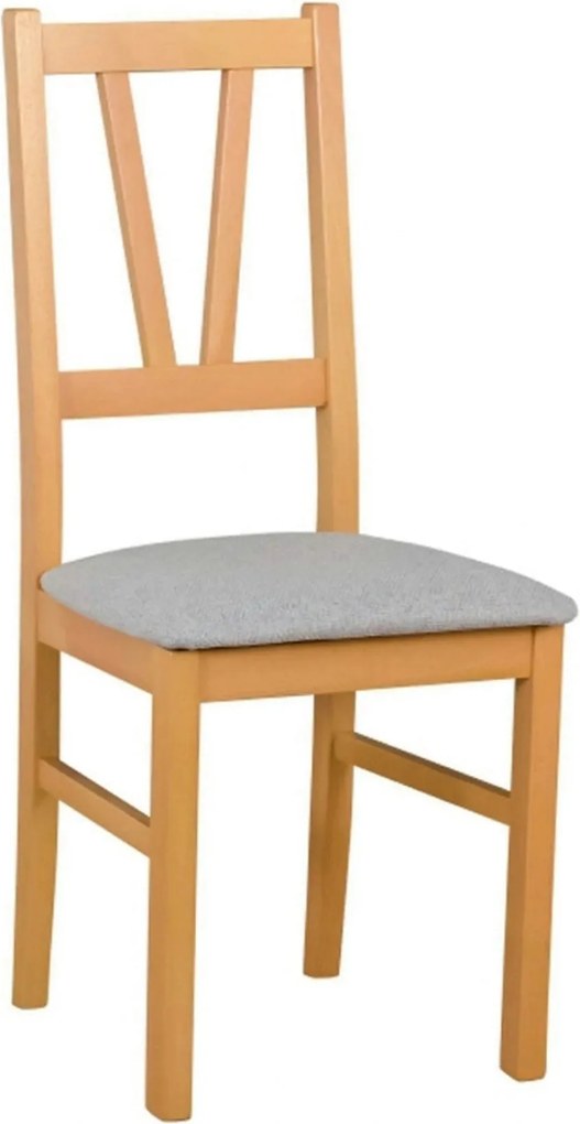 Scaun FILO, stejar auriu/gri, stofa clasica/lemn, 43x50x94 cm