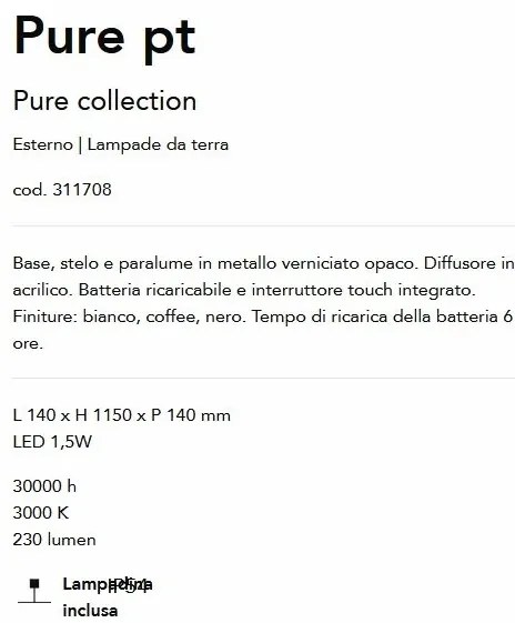 Lampadar/Lampa de podea LED stil minimalist Pure pt alb