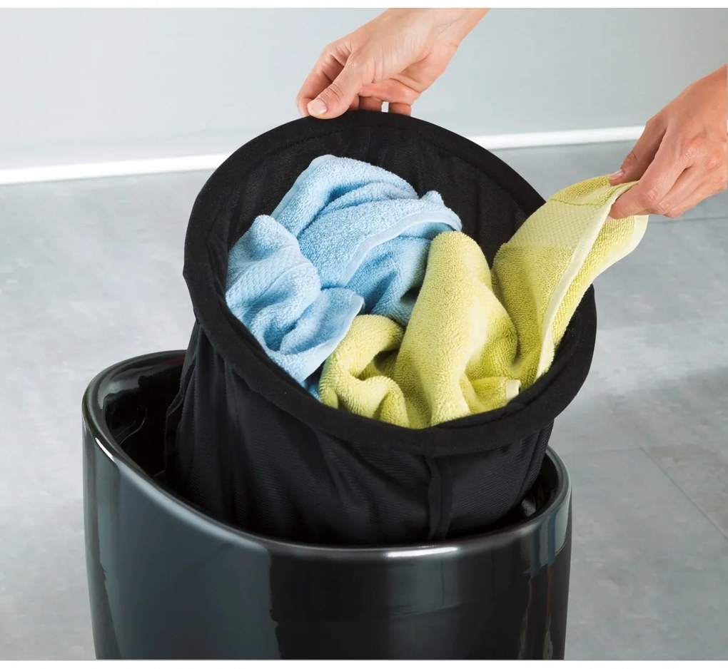 Wenko Scaun de baie cu spațiu pentru rufe Candy 20l, negru