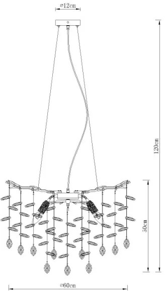 Globo 64138H1G - Candelabru cu cablu QUEENA, 8xE14/40W/230V, auriu