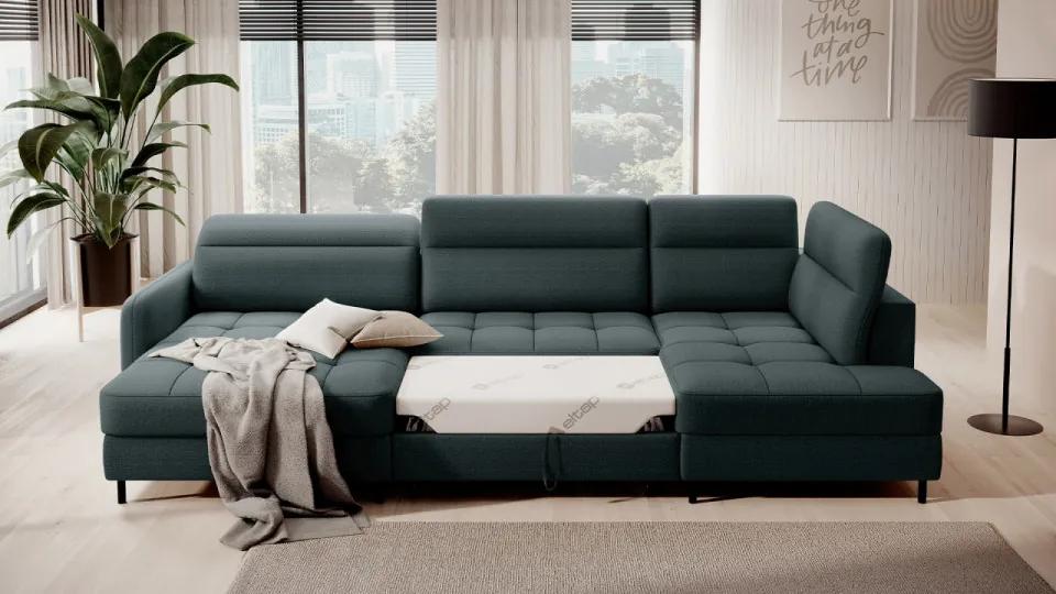 Canapea modulara, extensibila, cu spatiu pentru depozitare, 306x100x165 cm, Berrto L01, Eltap (Culoare: Verde inchis / Manhattan 38)