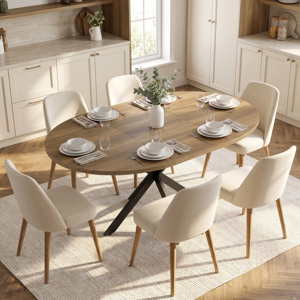 HOMCOM Masă de Sufragerie Extensibilă cu Picior în Formă de X, 100-135cm, Maro | Aosom Romania