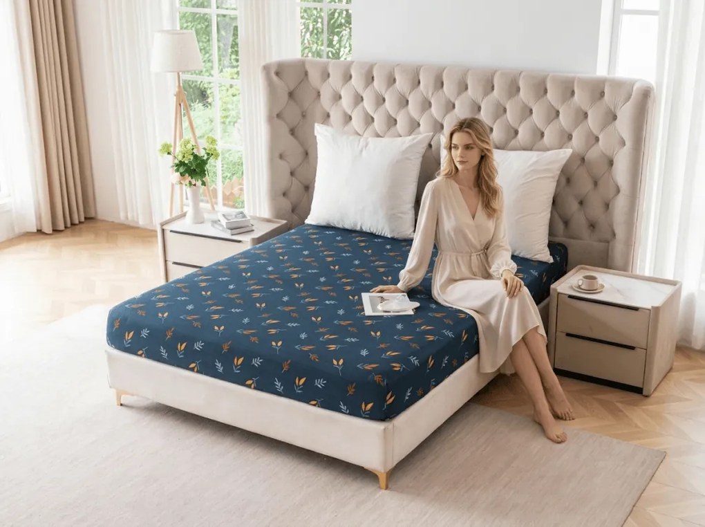 Cearsaf din microfibra LUNERIS albastru 180x200 cm