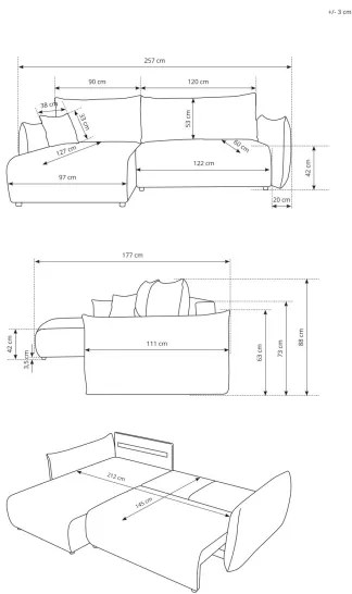 Colțar extensibil universal FRIDA în formă de L, cu spațiu de depozitare, maro