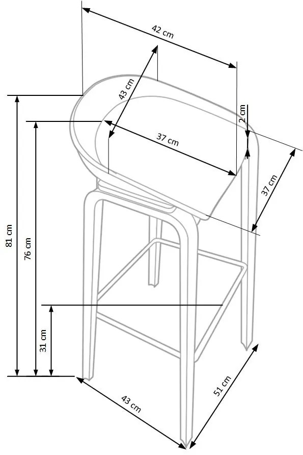 Scaun bar H-86 - H 81 cm
