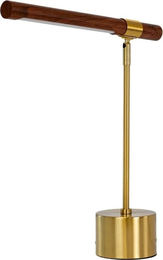 Lampa de birou LED din otel cu efect de nuc Gold steel