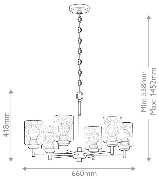 Lustră pe lanț Kichler KL-WINSLOW6-NBR WINSLOW 6xE27/60W/230V alamă