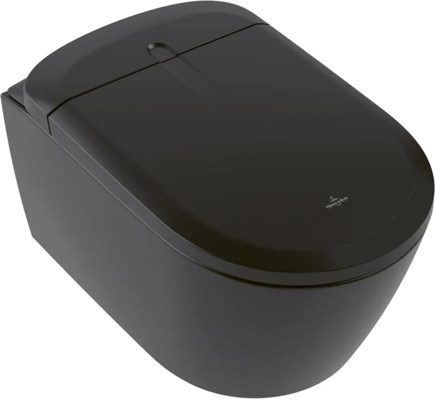 Set vas WC suspendat Villeroy&Boch Supreo rimless cu functie de bideu electric si capac softclose negru mat