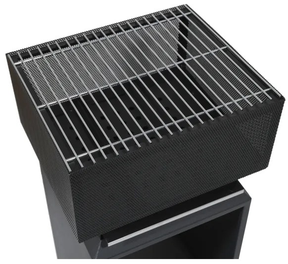 Vatră portabilă pentru lemne cu grătar neagră