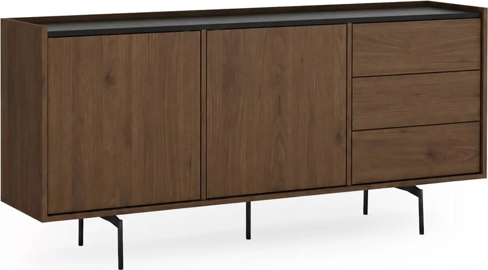 Comodă Zenar 170 cm cu sertare - nuc elegant / negru