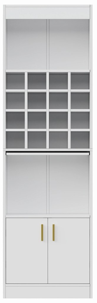 Mobilier pentru vin cu 16 Compartimente pentru Sticle, Multifuncțional ca Highboard pentru Sala de Mese sau Bibliotecă pentru Living, 50x40x180 cm, Alb