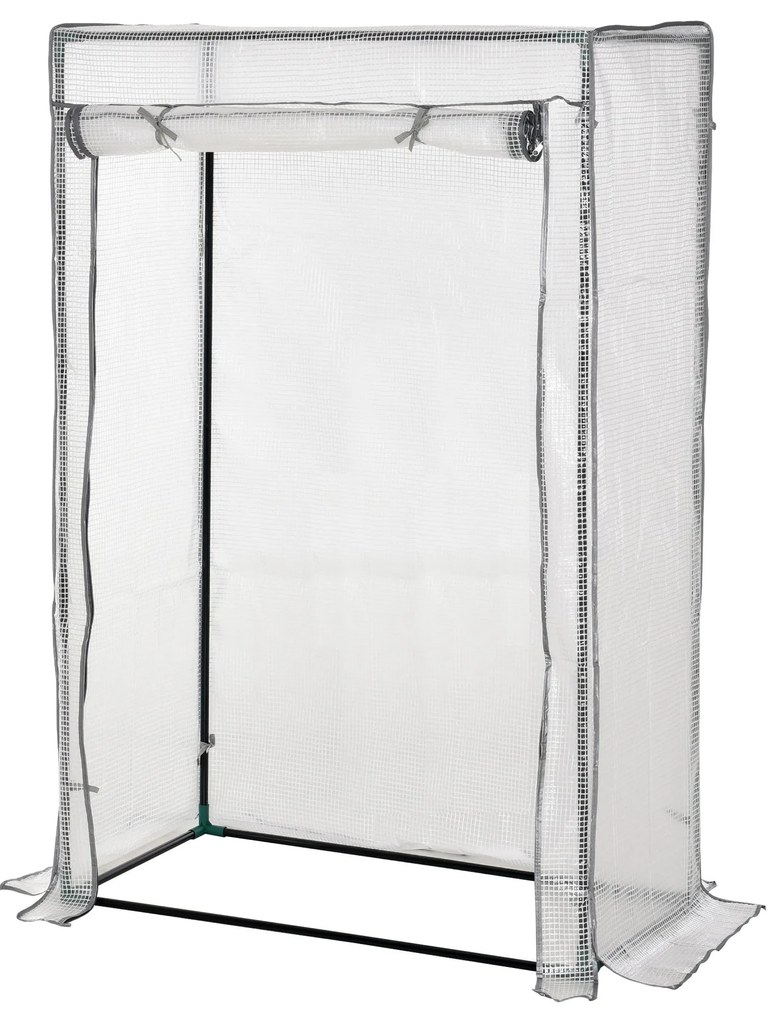Outsunny Seră de grădină, seră de balcon, pânză renforțată PE, structură din oțel, ușă zippată rulabilă, 100 x 50 x 150 cm alb | Aosom Romania
