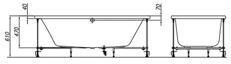 Cada baie incastrata 170 x 80 cm KolpaSan, Elektra 1700x800 mm