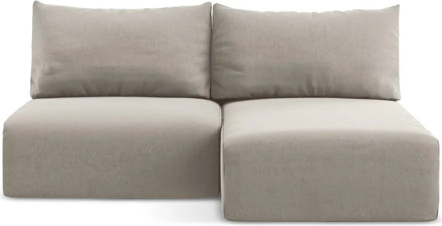 Colțar taupe extensibil/cu spațiu de depozitare cu tapițerie din catifea (cu colț pe partea dreaptă/cu șezlong) Kalena – Makamii