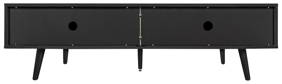 Comodă TV neagră cu aspect de lemn de stejar 178x50x40 cm Rove – Woodman