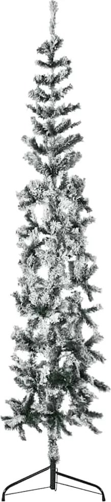 vidaXL Jumătate brad de Crăciun artificial subțire, cu zăpadă, 240 cm