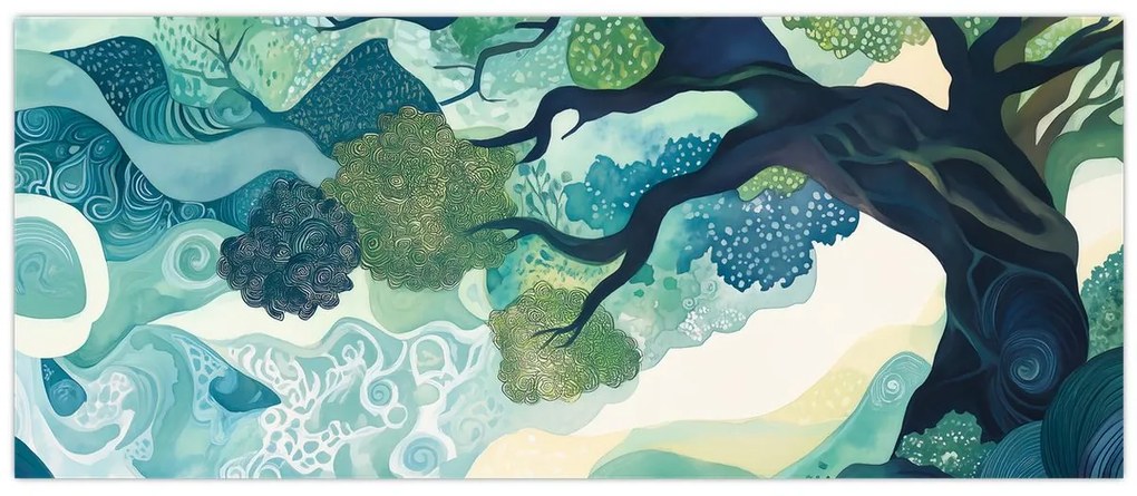 Tablou – Coroană verde a arborelui vieții (120x50 cm)