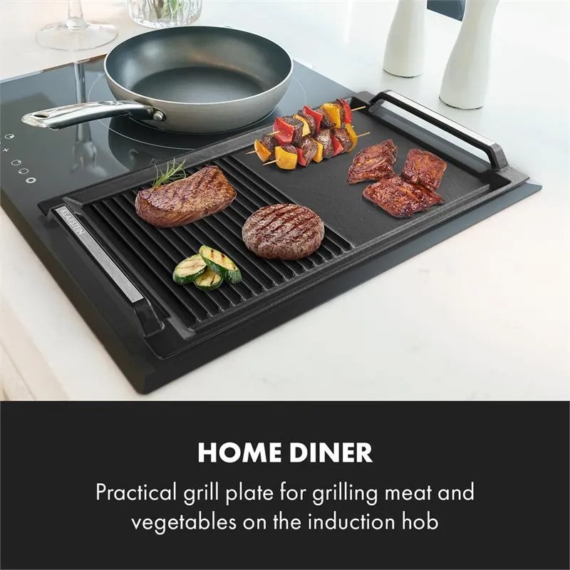 Delicatessa Grill Pan , placă pentru grill, accesoriu pentru plită cu inducție, negru