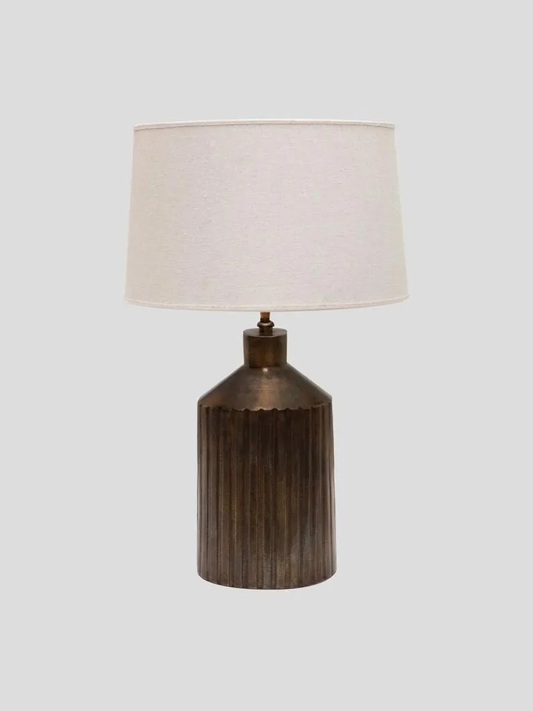Lampa de masa, din aluminiu, cu abajur din in, Zen