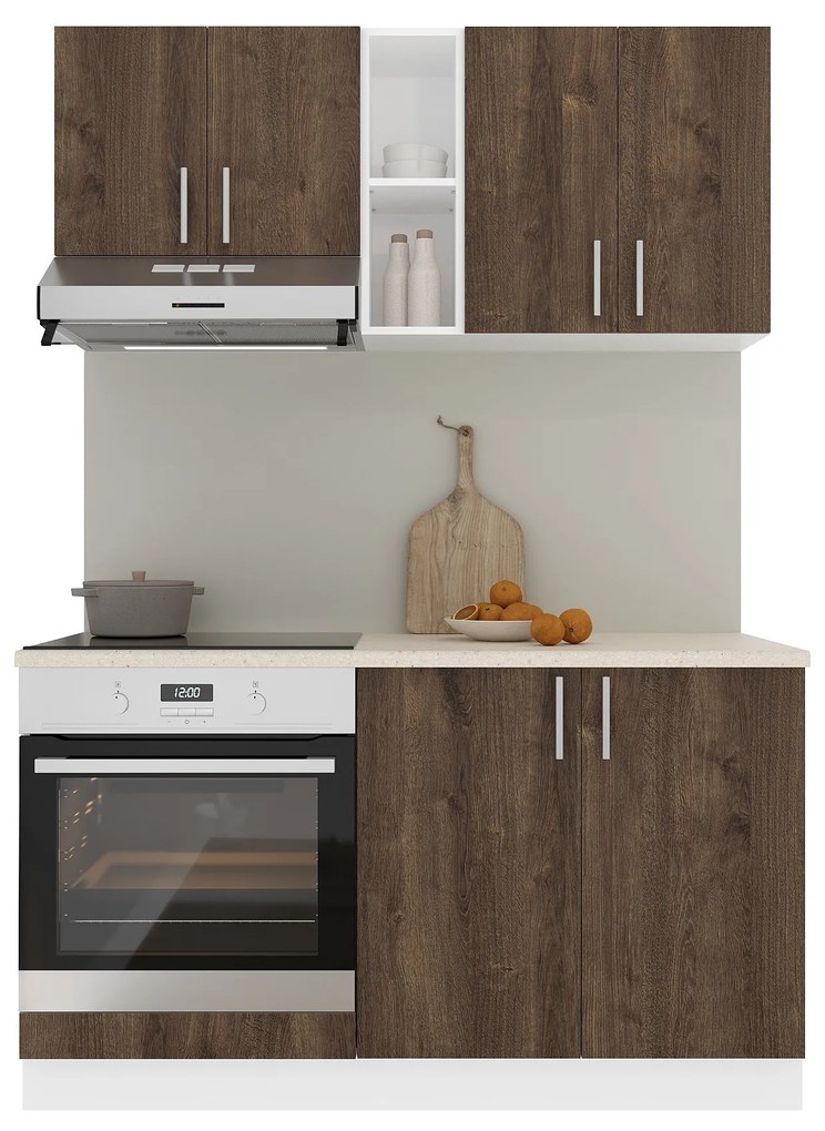 Set Bucatarie Karo V4, Stejar Bronz/Alb, Blat Thermo 28 mm, L 140 cm
