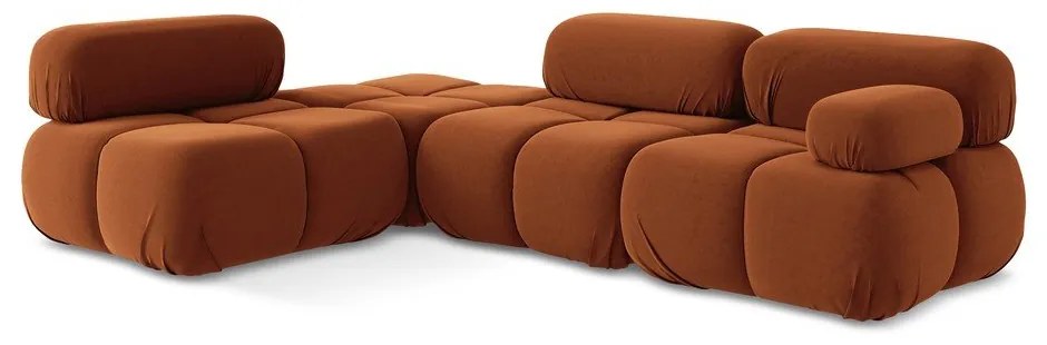 Colțar modular portocaliu cu tapițerie din catifea (cu colț pe partea stângă) Lokua – Makamii