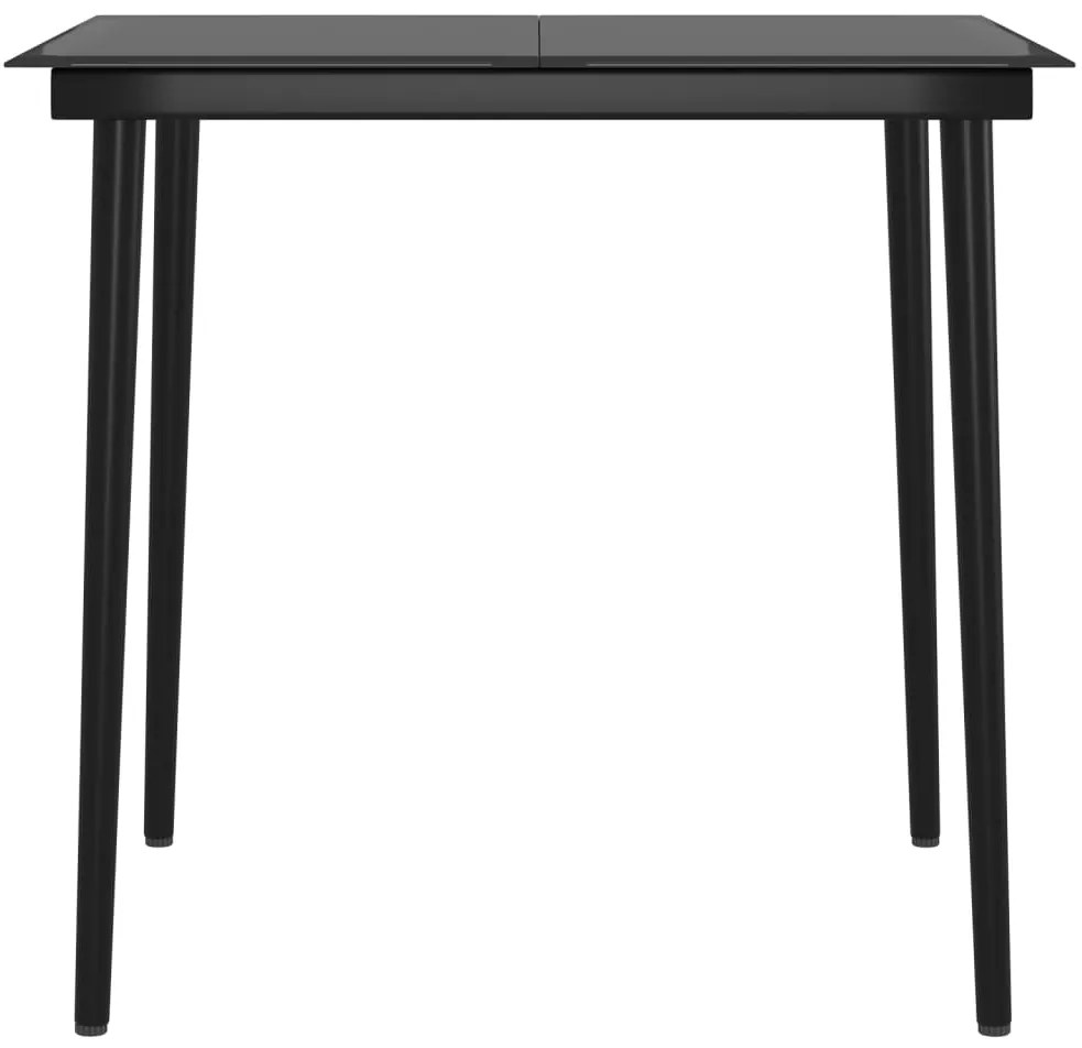 Set mobilier de gradina, cu perne, 3 piese, gri si negru Gri si negru, Lungime masa 80 cm, 3