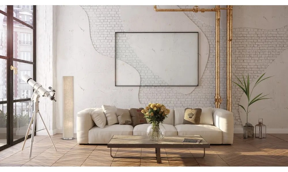 Lampadar bej cu abajur textil (înălțime 110 cm) Thor – Fischer & Honsel