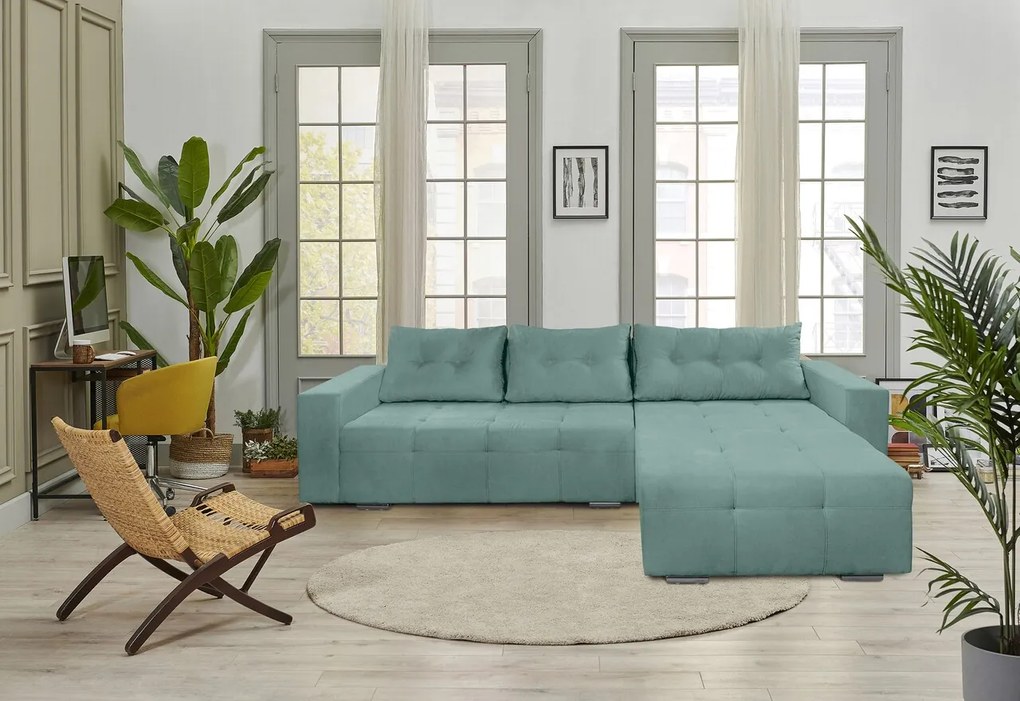 Coltar extensibil Venice, 287x169x96 cm, cu lada de depozitare, Mint