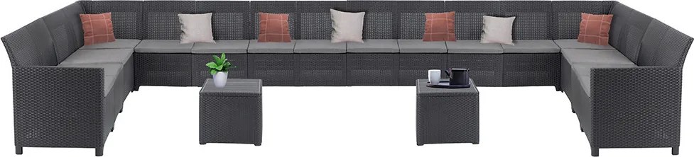 Set de mobilier de grădină Claire IV cu 18 locuri și masă de depozitare Vigo, grafit