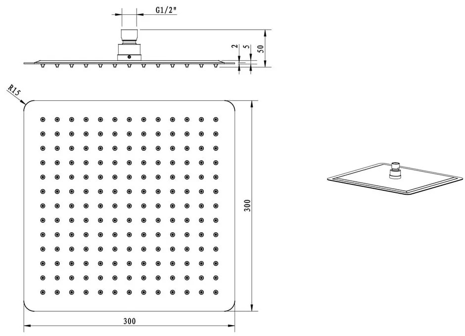 Cap de duș negru mat din oțel inoxidabil Slim – Sapho