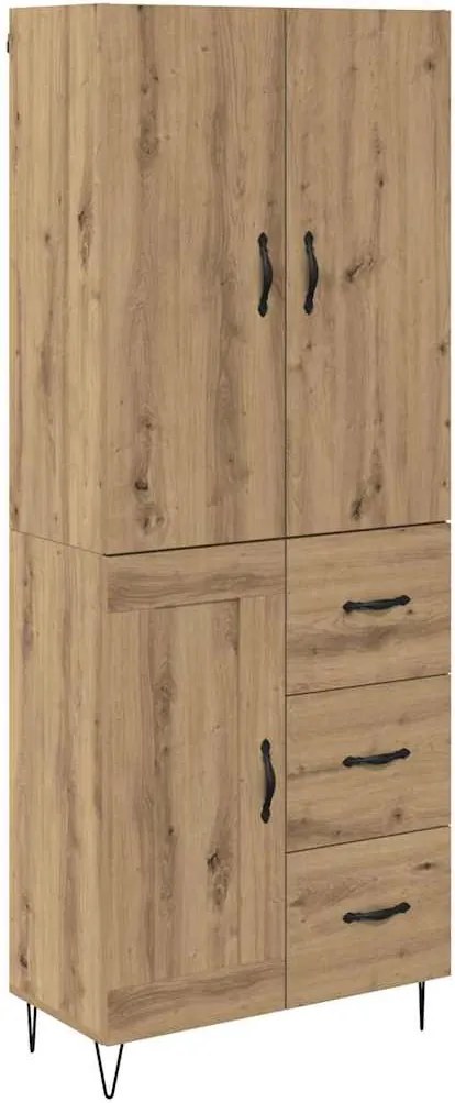 vidaXL Bufet cu sertar 2 pcs Stejar Artizanal Lemn tehnic și sticlă