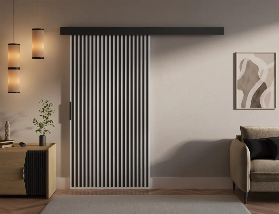 Ușă glisantă Perion – 106x1.6x205 cm – Alb / Negru