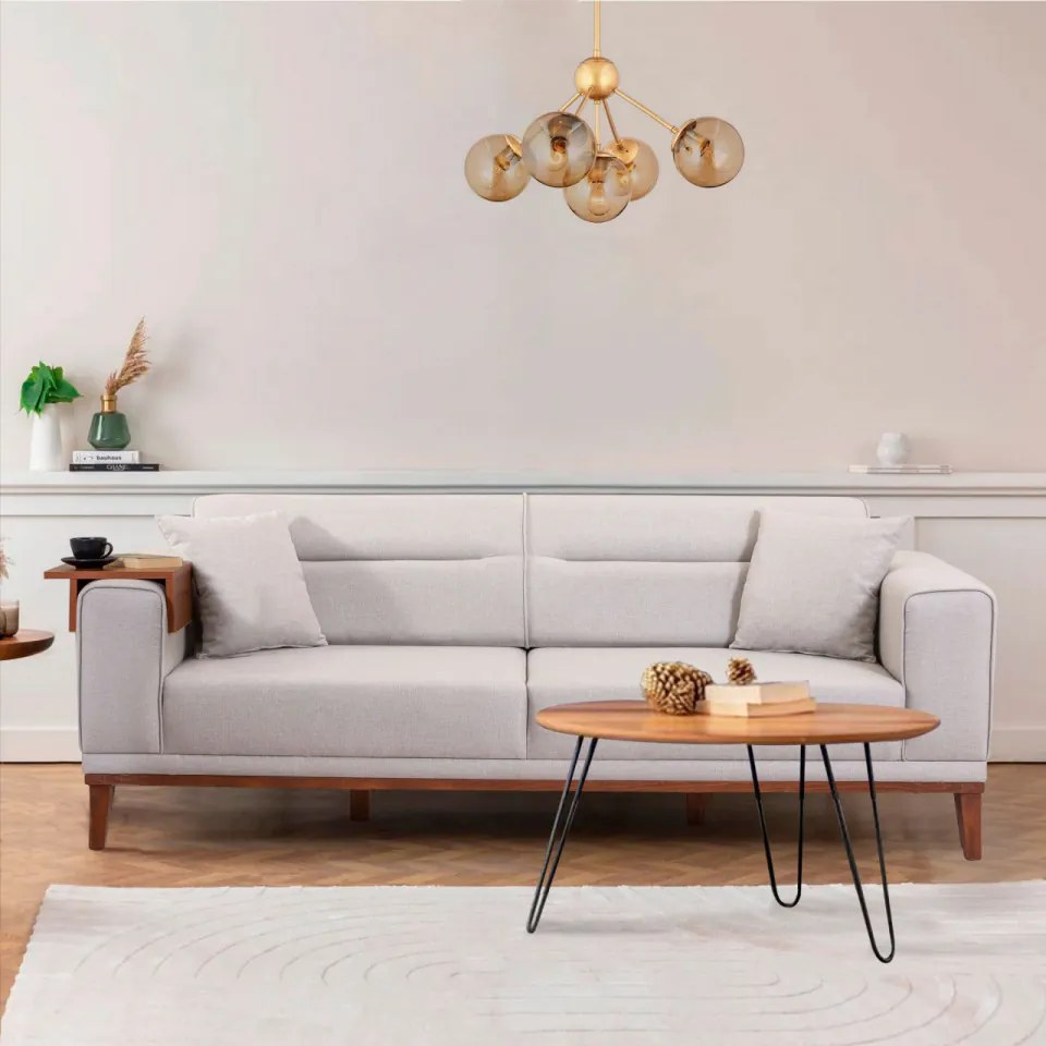 Set Canapea Extensibilă si Fotoliu Liones Tepsili, Crem