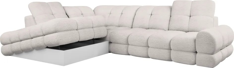 Set canapea extensibilă cu funcţie de extensie electrică, crem, pe stânga, TOLLO L ROH
