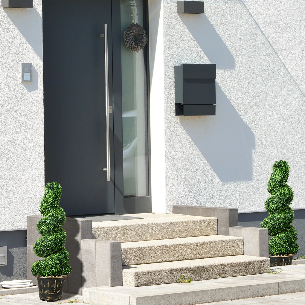 HOMCOM Arbore artificial formați în spirală, set de 2 plante artificiale, cu ghiveci, înălțime 90 cm, Verde | Aosom Romania