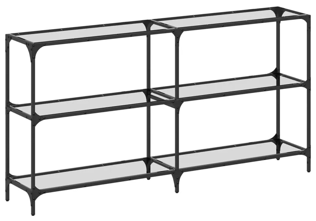 846032 vidaXL Măsuță de cafea blat din sticlă transparentă 158,5x30x81cm oțel