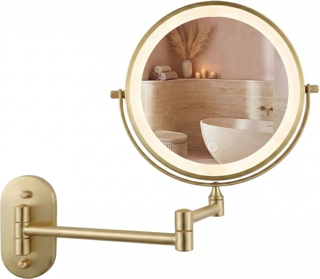 Oglindă LED Glow Brush Gold
