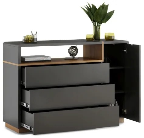 Dulap cu sertar FRED antracit/stejar artizan