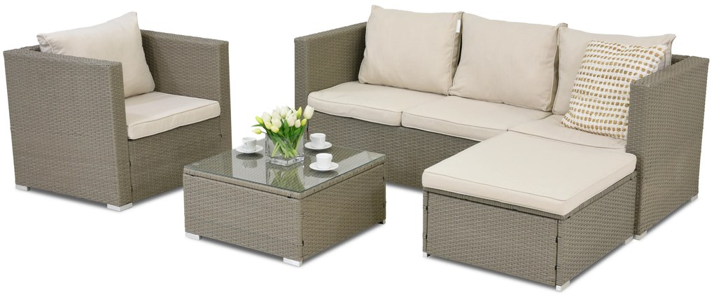 Mobilier de grădină Roma Corner 5 Garden Point gri deschis