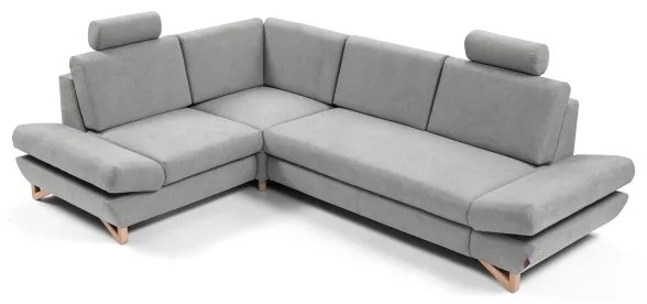 Colțar extensibil AVESTA tapițat, cu spațiu de depozitare, L, stânga, gri