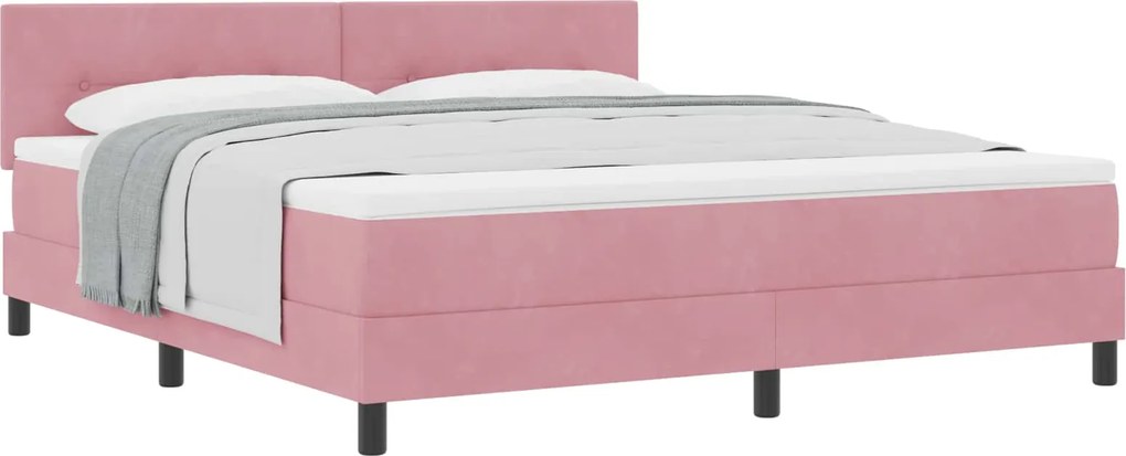 vidaXL Pat cu arcuri cu saltea cu headboard Roz 180 x 200 cm Catifea