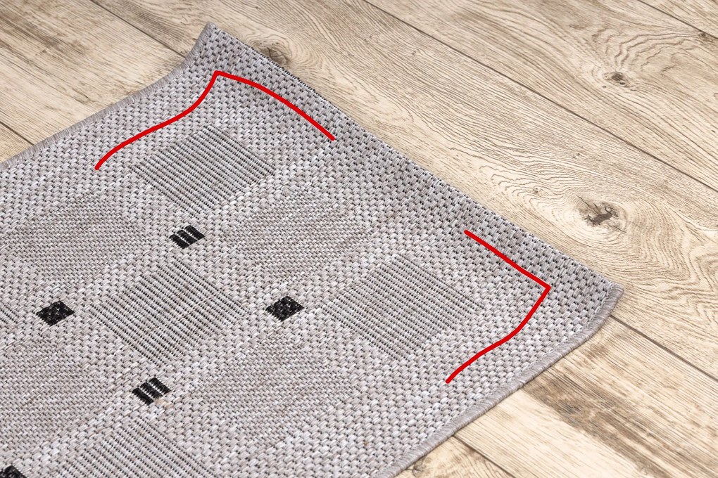 Covor sisal Floorlux 20079 Pătrat argintiu si negru - SECUNDAR-COTATI PRODUSUL