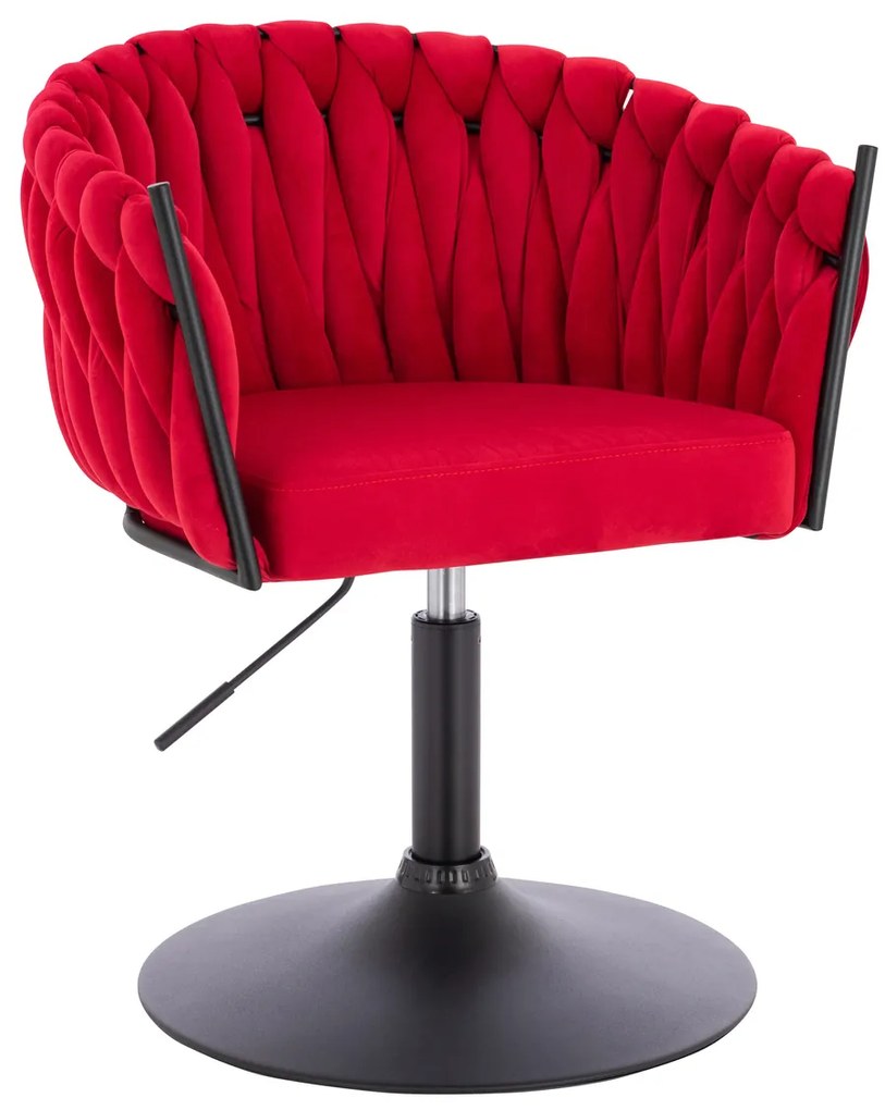 HR750N Scaun Roşu din Catifea cu Bază Neagră