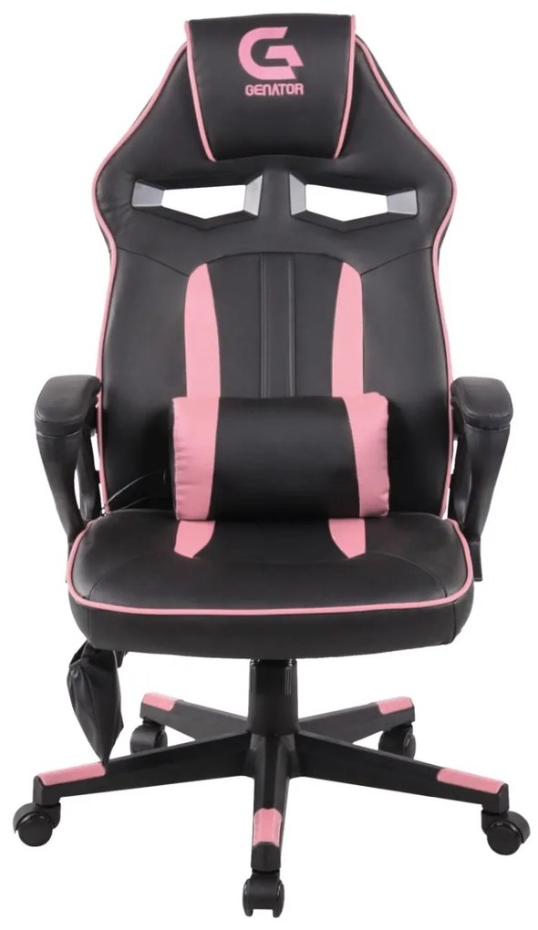Scaun gaming cu masaj, pernă lombară, tetieră integrată, piele PU, SIG 781G5M7, Negru/Roz