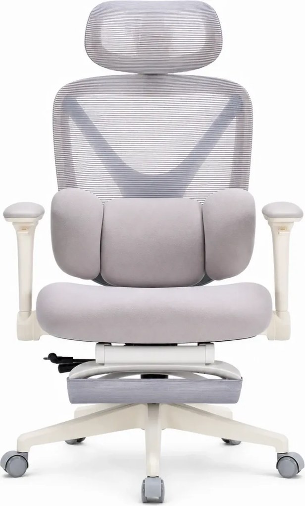 RESIGILAT- DeluxStar YX-977 NEXOR PRO FOAM SEAT – Scaun Ergonomic cu Suport Lombar 3D, Tetieră 3D, Cotiere 4D, Șezut Glisant, Înclinare 140°, Suport pentru Picioare, Gri