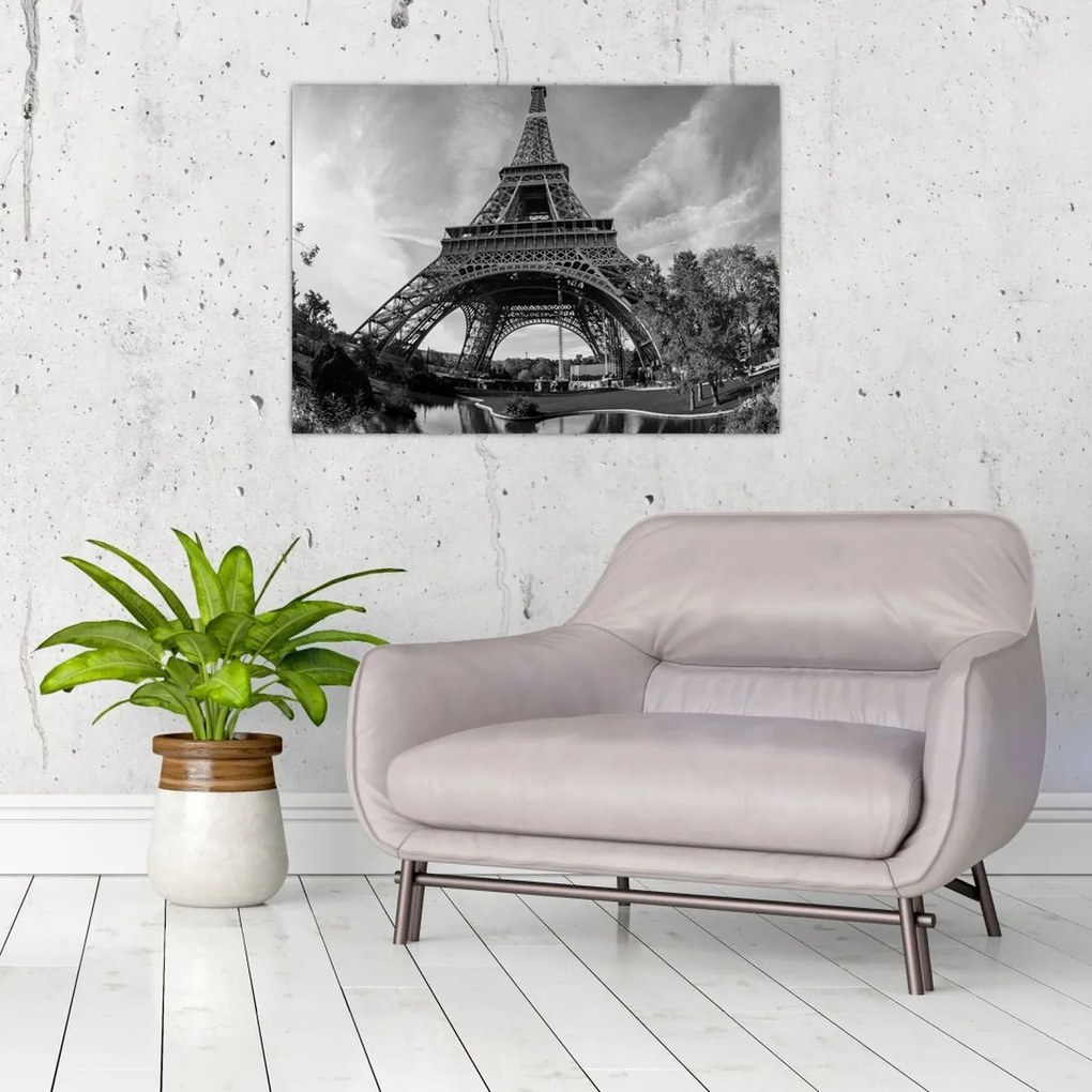 Tablou - Turnul Eiffel, alb-negru (70x50 cm)