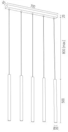 Lustra cu 5 pendule design minimalist Etna plus negru