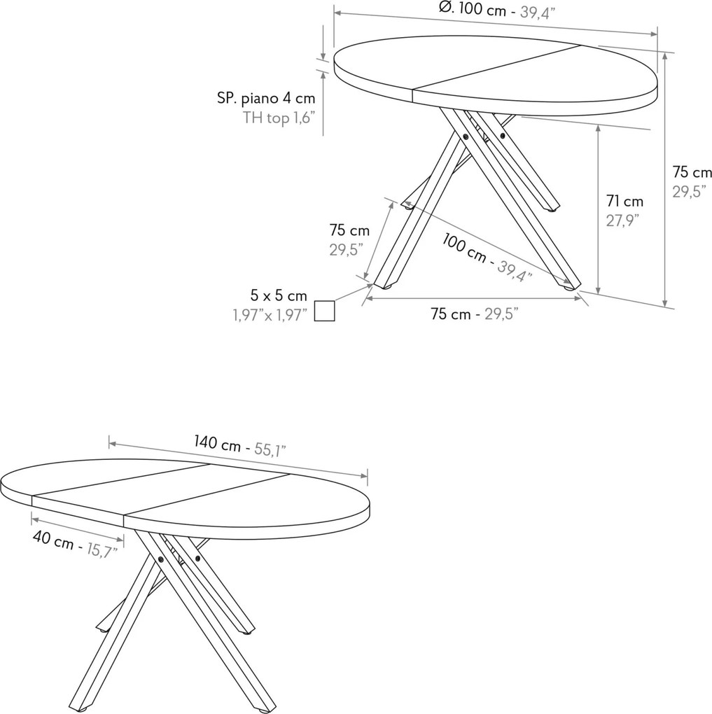 Masa rotunda extensibila Nada Ø 100 cm